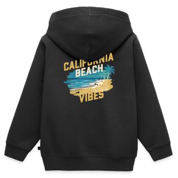 Ambiance de la plage californienne - Sweat Premium à capuche zippé enfant bio - noir - Dos - AI Model Kid Male (0cm)