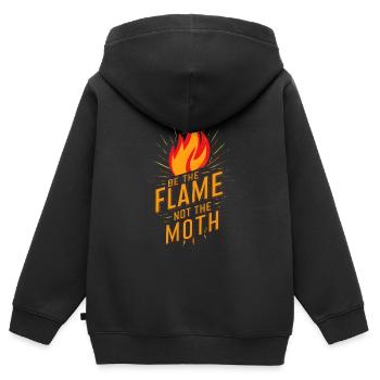 Be the flame not the moth Fire Burn - Kids Premium Organic Zip-up Hoodie - black - Back - AI Model Kid Male (0cm)