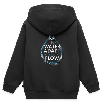 Sei wie Wasser, anpassung und fließen Wassertropfen - Kinder Premium Organic Zip Hoodie - Schwarz - Hinten - AI Model Kid Male (0cm)