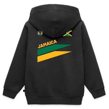 Jamaïque Jamaïque Rasta Raggea Drapeau Rastafari - Sweat Premium à capuche zippé enfant bio - noir - Dos - AI Model Kid Male (0cm)