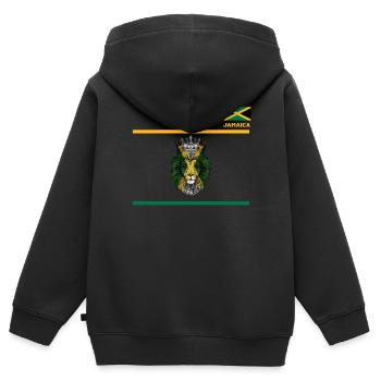 Jamaïque Jamaïque Rasta Raggea Drapeau Rastafari - Sweat Premium à capuche zippé enfant bio - noir - Dos - AI Model Kid Male (0cm)