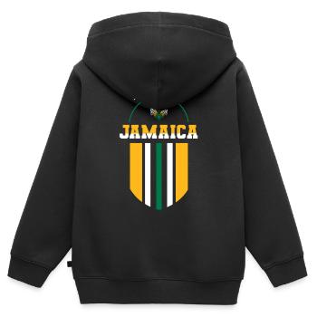 Jamaïque Jamaïque Rasta Raggea Drapeau Rastafari - Sweat Premium à capuche zippé enfant bio - noir - Dos - AI Model Kid Male (0cm)