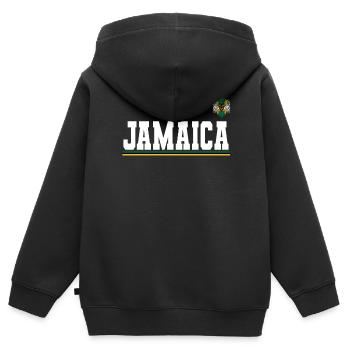 Jamaïque Jamaïque Rasta Raggea Drapeau Rastafari - Sweat Premium à capuche zippé enfant bio - noir - Dos - AI Model Kid Male (0cm)