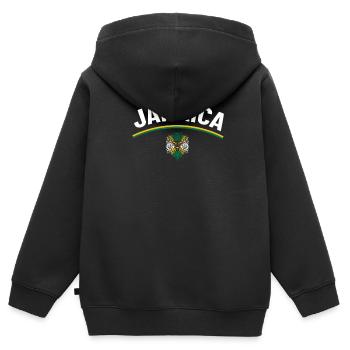 Jamaïque Jamaïque Rasta Raggea Drapeau Rastafari - Sweat Premium à capuche zippé enfant bio - noir - Dos - AI Model Kid Male (0cm)