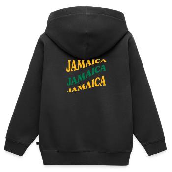 Jamaïque Jamaïque Rasta Raggea Drapeau Rastafari - Sweat Premium à capuche zippé enfant bio - noir - Dos - AI Model Kid Male (0cm)