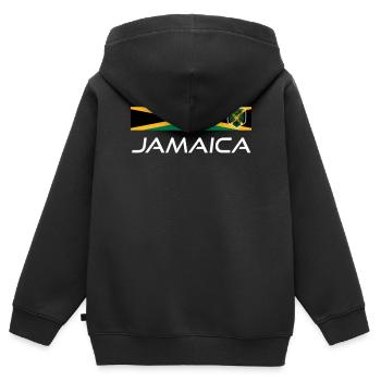 Jamaïque Jamaïque Rasta Raggea Drapeau Rastafari - Sweat Premium à capuche zippé enfant bio - noir - Dos - AI Model Kid Male (0cm)