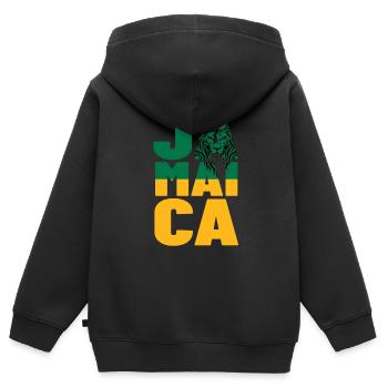 Jamaïque Jamaïque Rasta Raggea Drapeau Rastafari - Sweat Premium à capuche zippé enfant bio - noir - Dos - AI Model Kid Male (0cm)