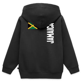 Jamaïque Jamaïque Rasta Raggea Drapeau Rastafari - Sweat Premium à capuche zippé enfant bio - noir - Dos - AI Model Kid Male (0cm)