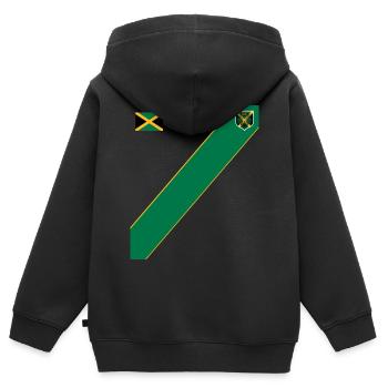 Jamaïque Jamaïque Rasta Raggea Drapeau Rastafari - Sweat Premium à capuche zippé enfant bio - noir - Dos - AI Model Kid Male (0cm)