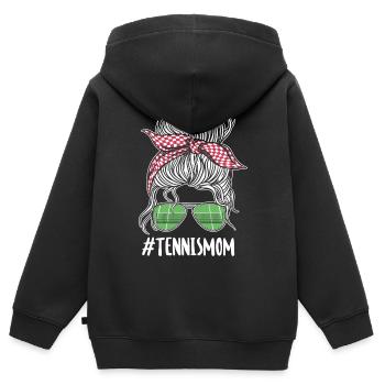 Funny Tennis Player Racket - Kinder Premium Organic Zip Hoodie - Schwarz - Hinten - AI Model Kid Male (0cm)