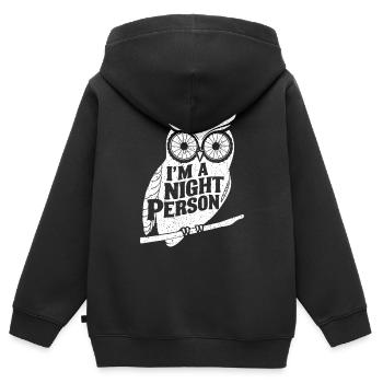 Je suis un hibou de nuit - Sweat Premium à capuche zippé enfant bio - noir - Dos - AI Model Kid Male (0cm)