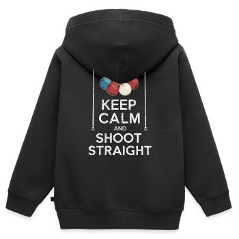 Bleib ruhig und schieße geradeaus, Pool - Kinder Premium Organic Zip Hoodie - Schwarz - Hinten - AI Model Kid Male (0cm)