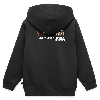 Live Love Speech Therapy Herzschlag Regenbogen - Kinder Premium Organic Zip Hoodie - Schwarz - Hinten - AI Model Kid Male (0cm)