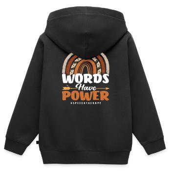 Worte Haben Macht Sprachtherapie - Kinder Premium Organic Zip Hoodie - Schwarz - Hinten - AI Model Kid Male (0cm)