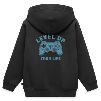 Verbessere dein Leben / Gamer / Gamecontroller - Kinder Premium Organic Zip Hoodie - Schwarz - Hinten - AI Model Kid Male (0cm)