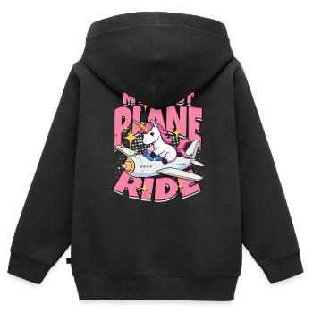Premier vol Vol en avion - Sweat Premium à capuche zippé enfant bio - noir - Dos - AI Model Kid Male (0cm)