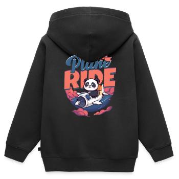 Premier vol Vol en avion - Sweat Premium à capuche zippé enfant bio - noir - Dos - AI Model Kid Male (0cm)