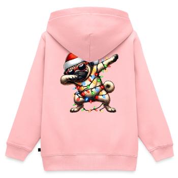 Tupfende Mops Hund Sonnenbrille Niedlich Weihnacht - Kinder Premium Organic Zip Hoodie - Rosa - Hinten - AI Model Kid Female (0cm)