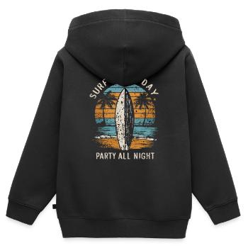 Surfen Sie den ganzen Tag, feiern Sie die ganze Nacht - Kinder Premium Organic Zip Hoodie - Schwarz - Hinten - AI Model Kid Male (0cm)