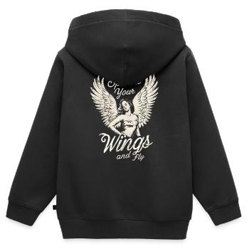 Breite deine Flügel aus und fliege Angel Angelwings Woman - Kinder Premium Organic Zip Hoodie - Schwarz - Hinten - AI Model Kid Male (0cm)