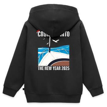 Croisière dans le Nouvel An 2025 Voyage du Nouvel An 2025 - Sweat Premium à capuche zippé enfant bio - noir - Dos - AI Model Kid Male (0cm)