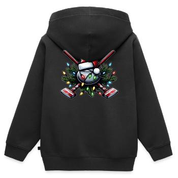 Curling Stone Spieler Weihnachtsmütze Xmas - Kinder Premium Organic Zip Hoodie - Schwarz - Hinten - AI Model Kid Male (0cm)