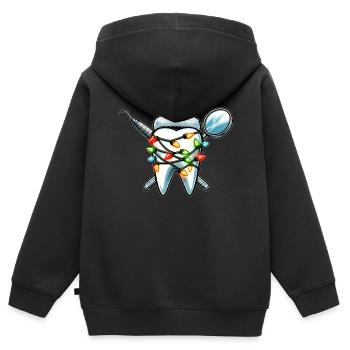 Zahnarzt Zahnarzthelferin Hygiene Weihnachtsmütze - Kinder Premium Organic Zip Hoodie - Schwarz - Hinten - AI Model Kid Male (0cm)