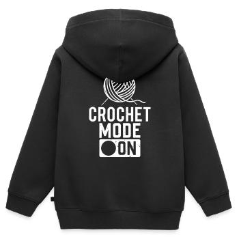 Mode crochet activé - Crochet Crochet - Sweat Premium à capuche zippé enfant bio - noir - Dos - AI Model Kid Male (0cm)