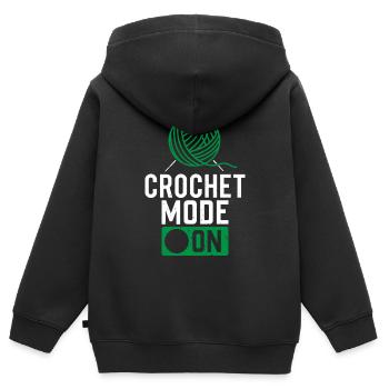 Mode crochet activé - Crochet crochet - Sweat Premium à capuche zippé enfant bio - noir - Dos - AI Model Kid Male (0cm)