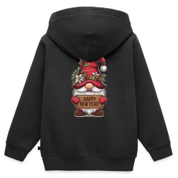 Gnom Zwerg Happy New Year - Kinder Premium Organic Zip Hoodie - Schwarz - Hinten - AI Model Kid Male (0cm)