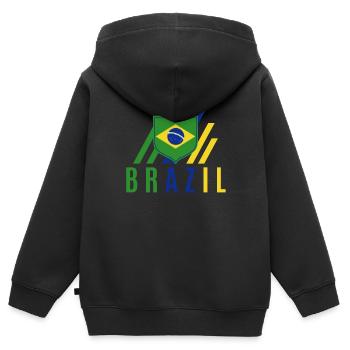 Brasilien Brazil shirt Brasilianer Rio de Janeirao - Kinder Premium Organic Zip Hoodie - Schwarz - Hinten - AI Model Kid Male (0cm)