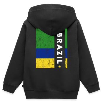 Brasilien Brazil shirt Brasilianer Rio de Janeirao - Kinder Premium Organic Zip Hoodie - Schwarz - Hinten - AI Model Kid Male (0cm)