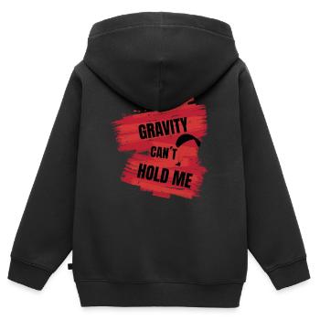 Parapente, La gravité ne me retient pas - Parapente S - Sweat Premium à capuche zippé enfant bio - noir - Dos - AI Model Kid Male (0cm)