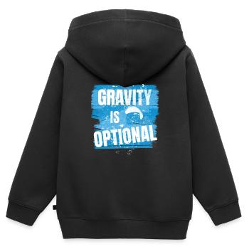 La gravité est facultative - Aviator Saying - Sweat Premium à capuche zippé enfant bio - noir - Dos - AI Model Kid Male (0cm)