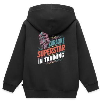 Karaoke-Superstar im Training - Kinder Premium Organic Zip Hoodie - Schwarz - Hinten - AI Model Kid Male (0cm)