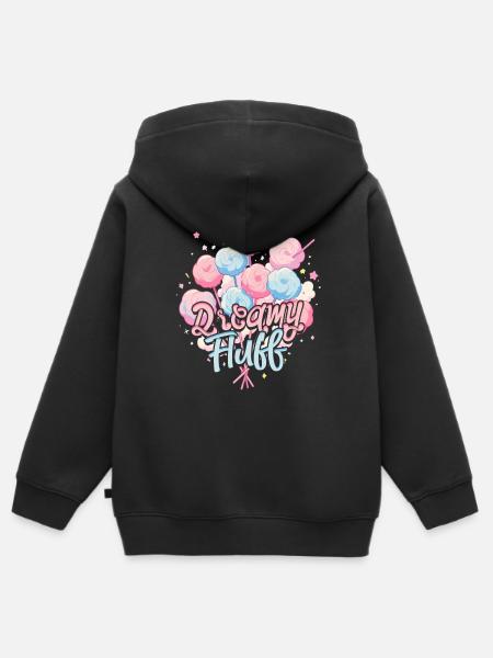 Zuckerwatte Dreamy Fluff - Kinder Premium Organic Zip Hoodie - Schwarz