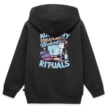 ASMR Flüstern Auditory Sensations Makeup Rituals - Kinder Premium Organic Zip Hoodie - Schwarz - Hinten - AI Model Kid Male (0cm)