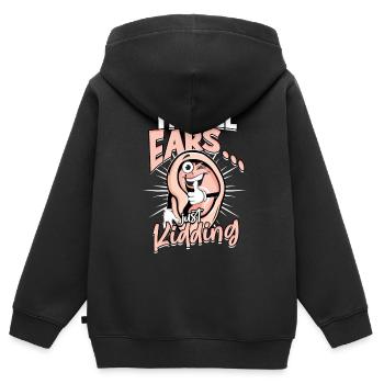 Perte auditive Je suis tout ouïe - Sweat Premium à capuche zippé enfant bio - noir - Dos - AI Model Kid Male (0cm)