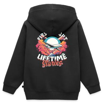 Premier vol Vol en avion Premier vol - Sweat Premium à capuche zippé enfant bio - noir - Dos - AI Model Kid Male (0cm)