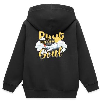 Premier pilote de vol en solo - Sweat Premium à capuche zippé enfant bio - noir - Dos - AI Model Kid Male (0cm)