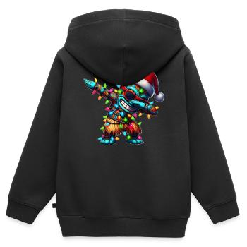 Dabbing Tiki Luau Masque Tiki Hawaïen - Sweat Premium à capuche zippé enfant bio - noir - Dos - AI Model Kid Male (0cm)