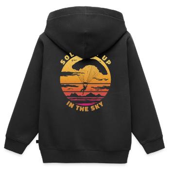 Solitude dans le ciel - Parapente Spruch - Sweat Premium à capuche zippé enfant bio - noir - Dos - AI Model Kid Male (0cm)