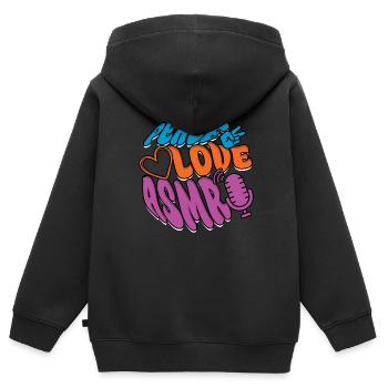 Peace Love ASMR - Kids Premium Organic Zip-up Hoodie - black - Back - AI Model Kid Male (0cm)