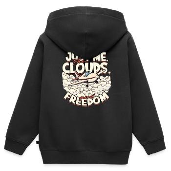 Premier pilote de vol en solo - Sweat Premium à capuche zippé enfant bio - noir - Dos - AI Model Kid Male (0cm)