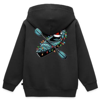 Kajakfahren Kajakfahrer Weihnachtsmütze Xmas - Kinder Premium Organic Zip Hoodie - Schwarz - Hinten - AI Model Kid Male (0cm)