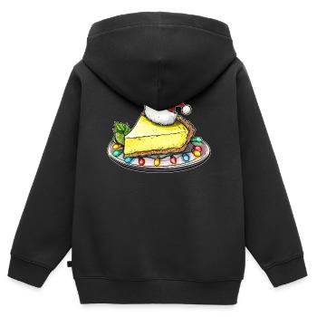 Tarte au citron vert Père Noël - Sweat Premium à capuche zippé enfant bio - noir - Dos - AI Model Kid Male (0cm)