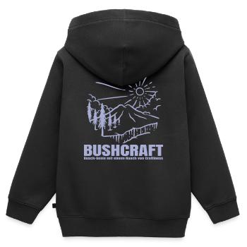 Bushcraft - Busch Genie mit Craftiness - Kinder Premium Organic Zip Hoodie - Schwarz - Hinten - AI Model Kid Male (0cm)