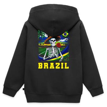 Brasilien Brazil shirt Brasilianer Rio de Janeirao - Kinder Premium Organic Zip Hoodie - Schwarz - Hinten - AI Model Kid Male (0cm)