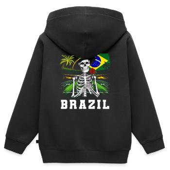 Brasilien Brazil shirt Brasilianer Rio de Janeirao - Kinder Premium Organic Zip Hoodie - Schwarz - Hinten - AI Model Kid Male (0cm)