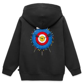 Tir à l’arc Cible Archer Arc et Flèche We - Sweat Premium à capuche zippé enfant bio - noir - Dos - AI Model Kid Male (0cm)